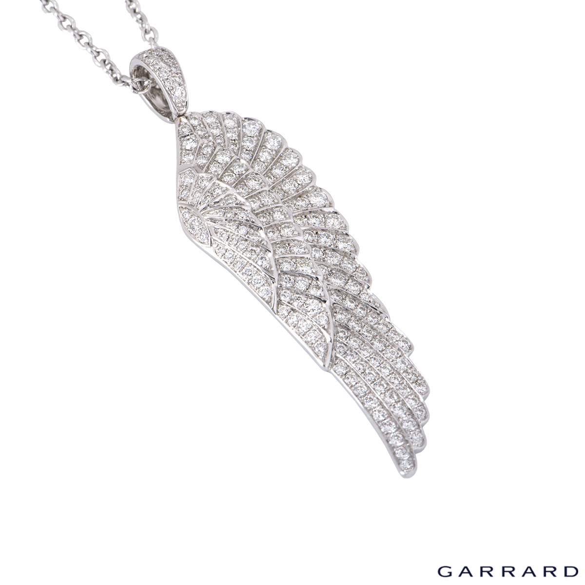 14kt White Gold 1/3 CTW Diamond Angel Wing Necklace 34.5mm x 9.5mm |  Sarraf.com